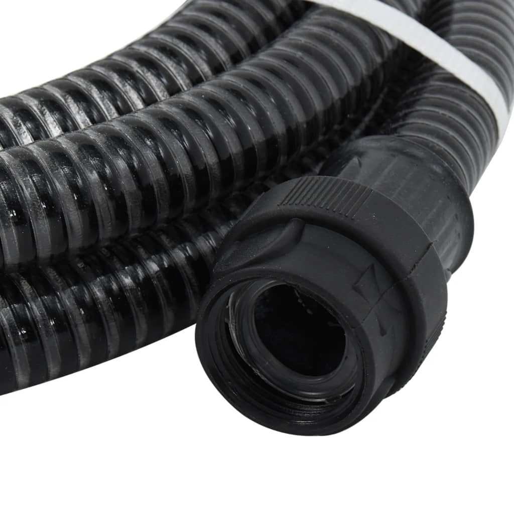 vidaXL Furtun de aspirație cu racorduri din PVC, negru 1" 4 m, PVC vidaXL Furtun de aspirație cu racorduri din PVC, negru 1" 4 m, PVC