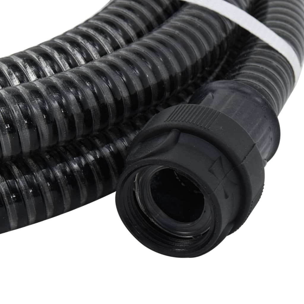 vidaXL Furtun de aspirație cu racorduri din PVC, negru 1" 7 m, PVC