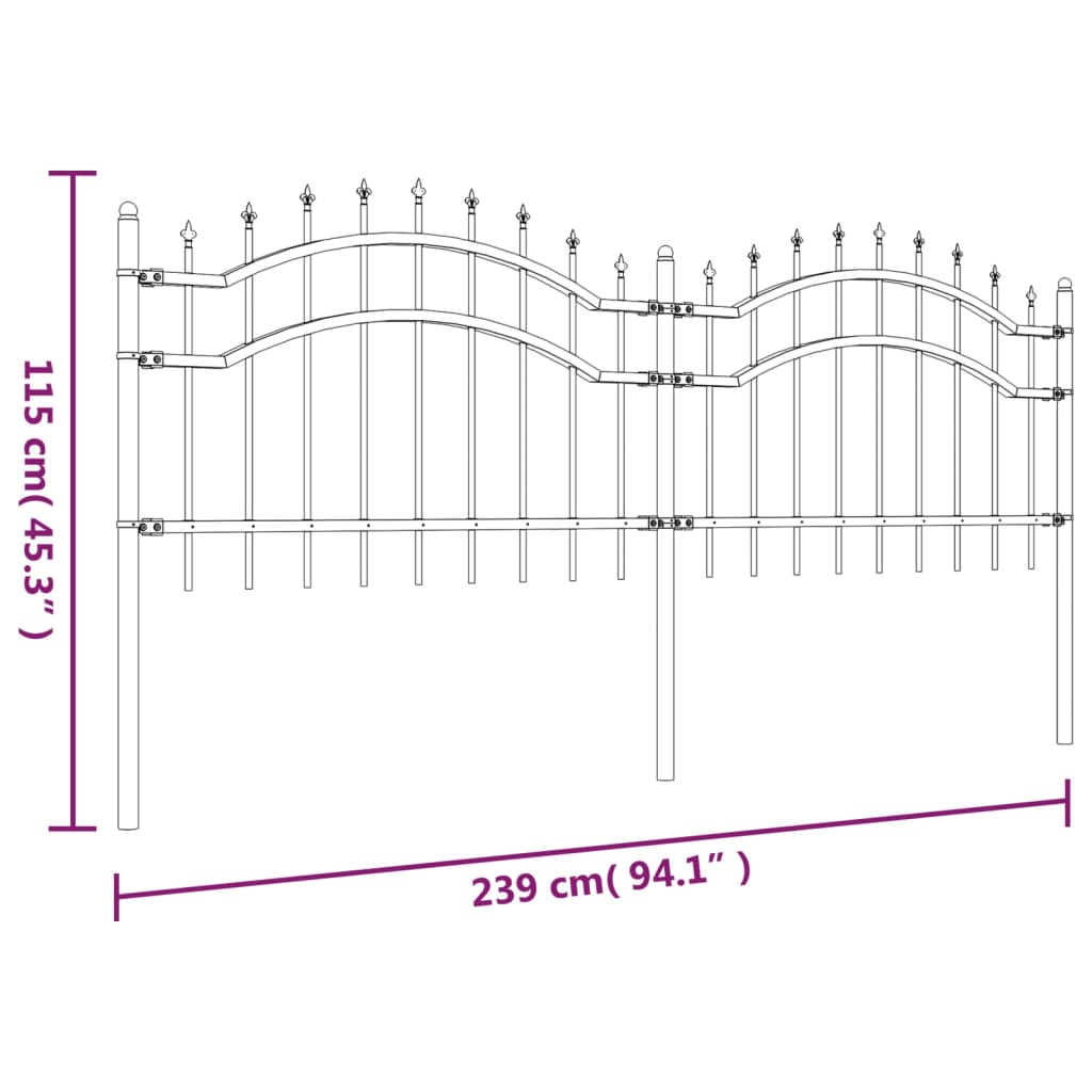 vidaXL Gard de grădină cu vârf tip suliță, negru, 239x75 cm, oțel vopsit în câmp electrostatic vidaXL Gard de grădină cu vârf tip suliță, negru, 239x75 cm, oțel vopsit în câmp electrostatic