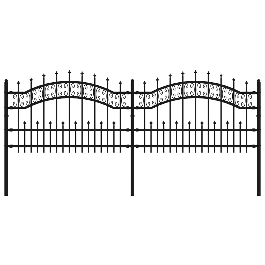 vidaXL Gard de grădină cu vârf tip suliță, negru, 240x75 cm, oțel vopsit în câmp electrostatic vidaXL Gard de grădină cu vârf tip suliță, negru, 240x75 cm, oțel vopsit în câmp electrostatic