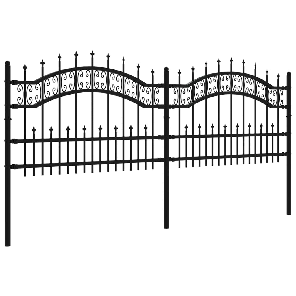 vidaXL Gard de grădină cu vârf tip suliță, negru, 240x75 cm, oțel vopsit în câmp electrostatic vidaXL Gard de grădină cu vârf tip suliță, negru, 240x75 cm, oțel vopsit în câmp electrostatic