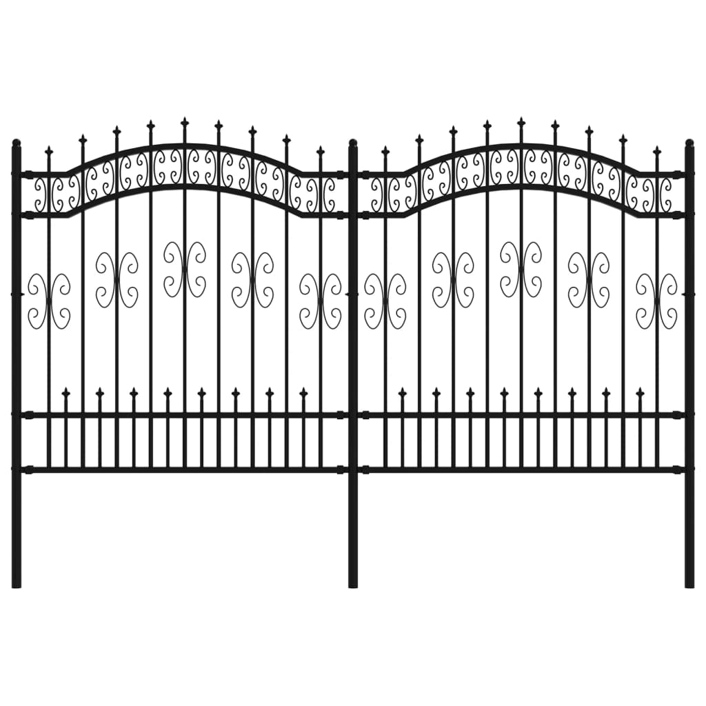 vidaXL Gard de grădină cu vârf tip suliță, negru, 240x125 cm, oțel vopsit în câmp electrostatic vidaXL Gard de grădină cu vârf tip suliță, negru, 240x125 cm, oțel vopsit în câmp electrostatic