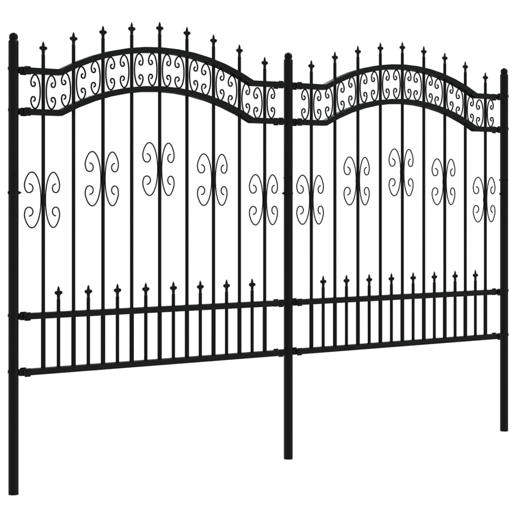vidaXL Gard de grădină cu vârf tip suliță, negru, 240x125 cm, oțel vopsit în câmp electrostatic vidaXL Gard de grădină cu vârf tip suliță, negru, 240x125 cm, oțel vopsit în câmp electrostatic