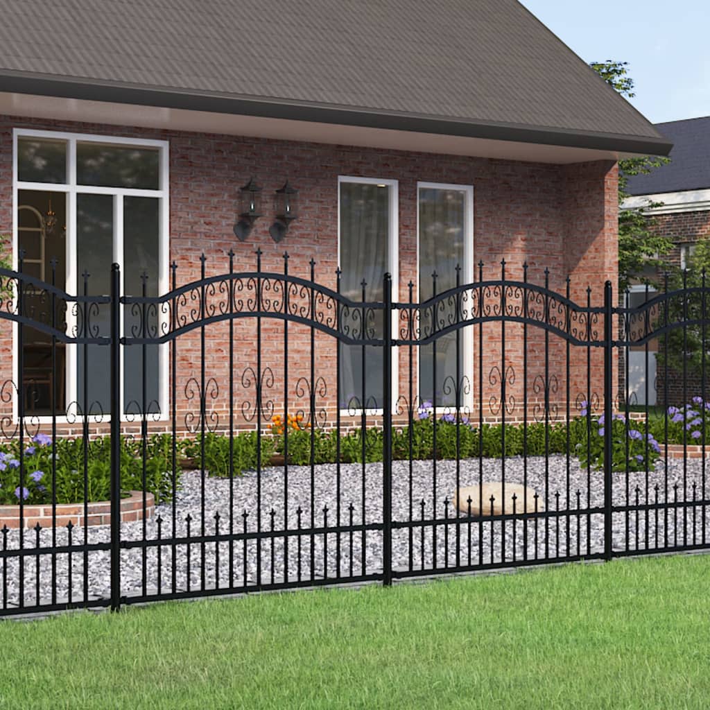 vidaXL Gard de grădină cu vârf tip suliță, negru, 240x125 cm, oțel vopsit în câmp electrostatic vidaXL Gard de grădină cu vârf tip suliță, negru, 240x125 cm, oțel vopsit în câmp electrostatic