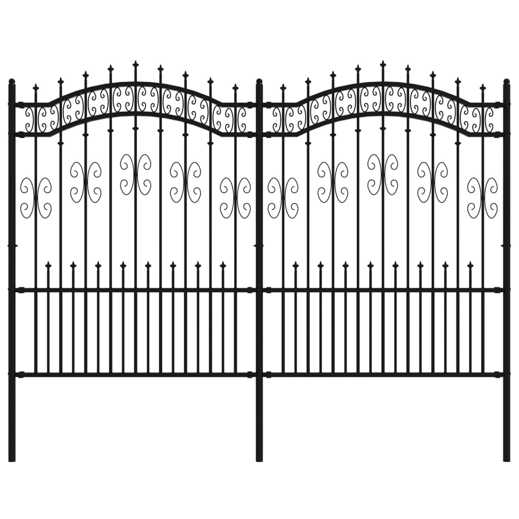 vidaXL Gard de grădină cu vârf tip suliță, negru, 240x150 cm, oțel vopsit în câmp electrostatic vidaXL Gard de grădină cu vârf tip suliță, negru, 240x150 cm, oțel vopsit în câmp electrostatic