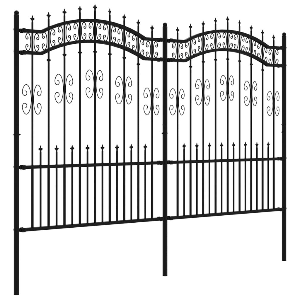 vidaXL Gard de grădină cu vârf tip suliță, negru, 240x150 cm, oțel vopsit în câmp electrostatic vidaXL Gard de grădină cu vârf tip suliță, negru, 240x150 cm, oțel vopsit în câmp electrostatic