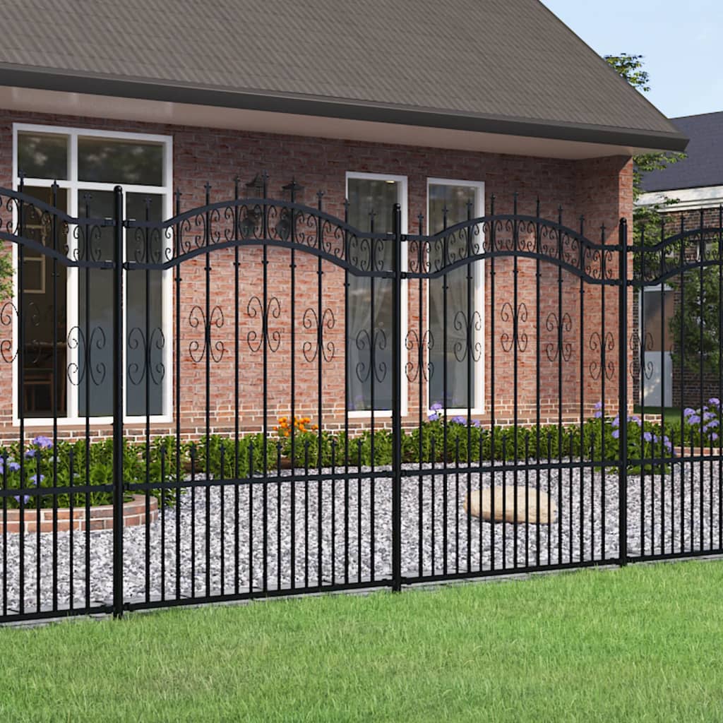 vidaXL Gard de grădină cu vârf tip suliță, negru, 240x150 cm, oțel vopsit în câmp electrostatic vidaXL Gard de grădină cu vârf tip suliță, negru, 240x150 cm, oțel vopsit în câmp electrostatic