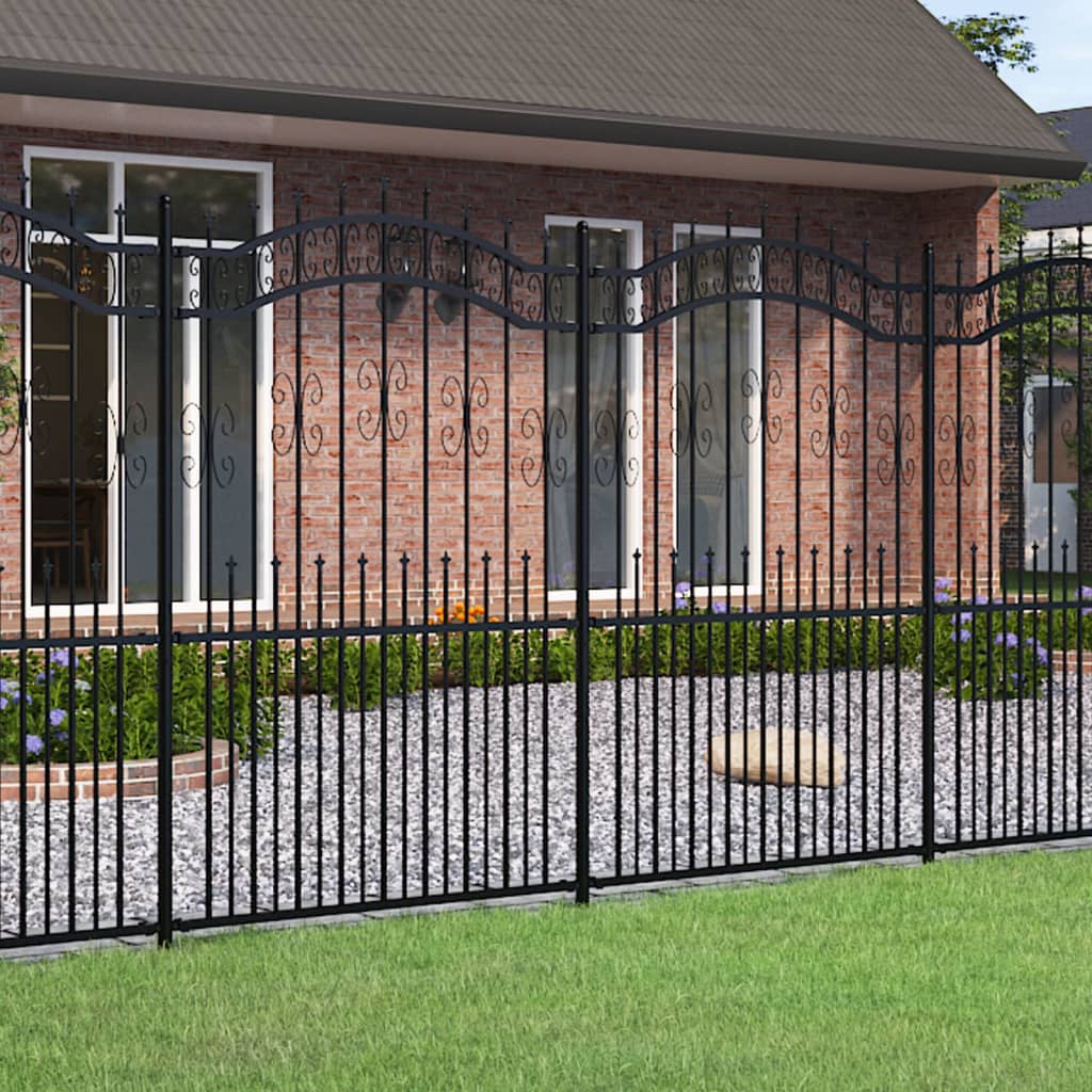 vidaXL Gard de grădină cu vârf tip suliță, negru, 240x175 cm, oțel vopsit în câmp electrostatic vidaXL Gard de grădină cu vârf tip suliță, negru, 240x175 cm, oțel vopsit în câmp electrostatic