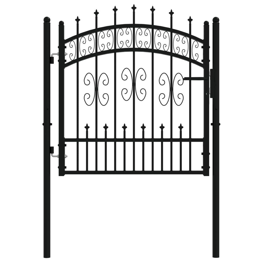 vidaXL Poartă gard cu vârf negru 103x150 cm oțel vopsit electrostatic vidaXL Poartă gard cu vârf negru 103x150 cm oțel vopsit electrostatic