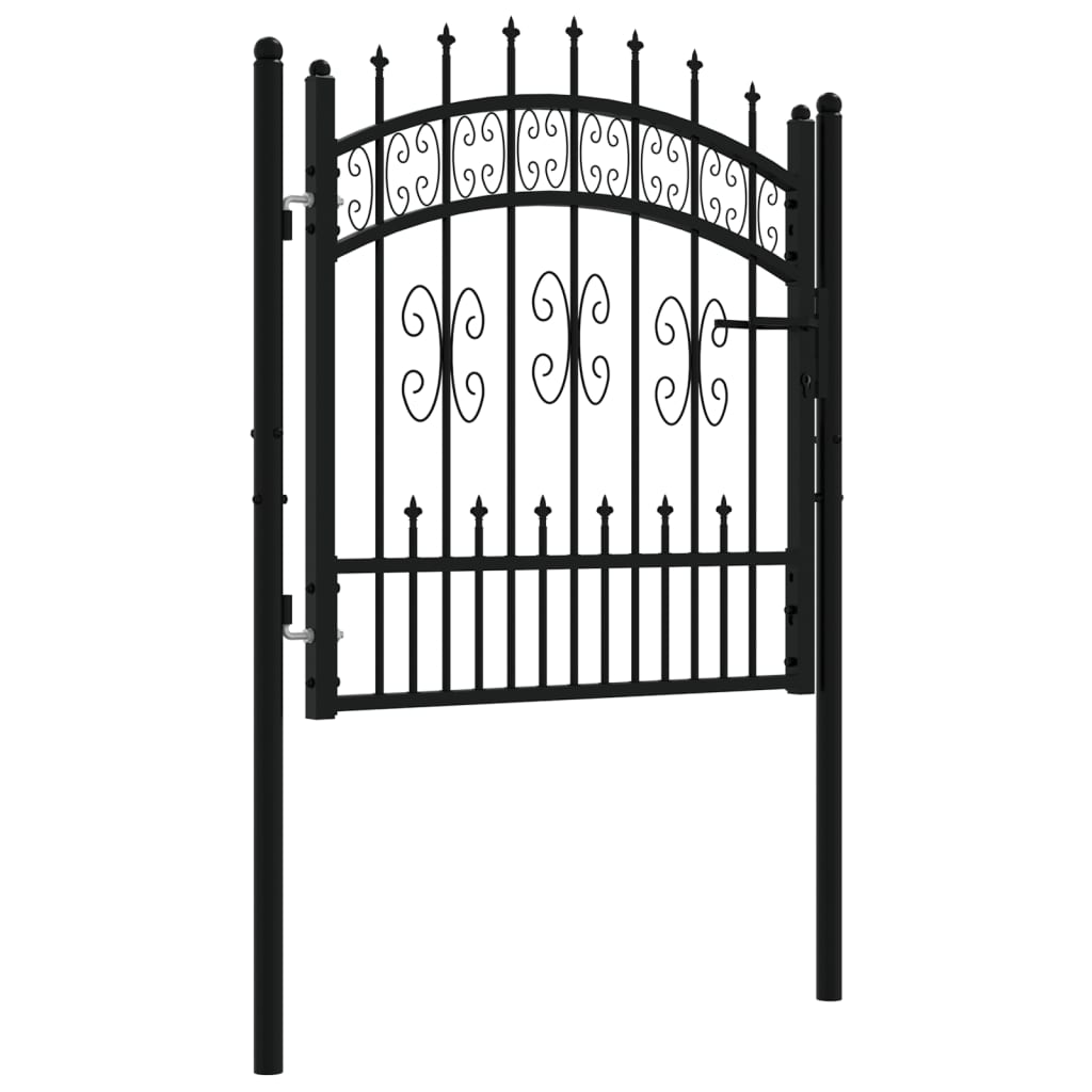 vidaXL Poartă gard cu vârf negru 103x150 cm oțel vopsit electrostatic vidaXL Poartă gard cu vârf negru 103x150 cm oțel vopsit electrostatic