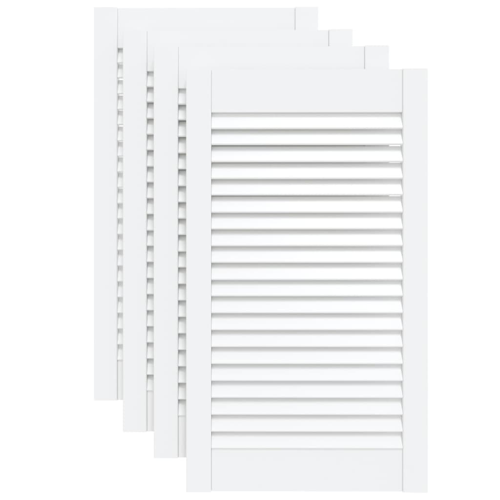vidaXL Uși dulap design lambriu 4 buc. alb 69x39,4 cm, lemn masiv pin