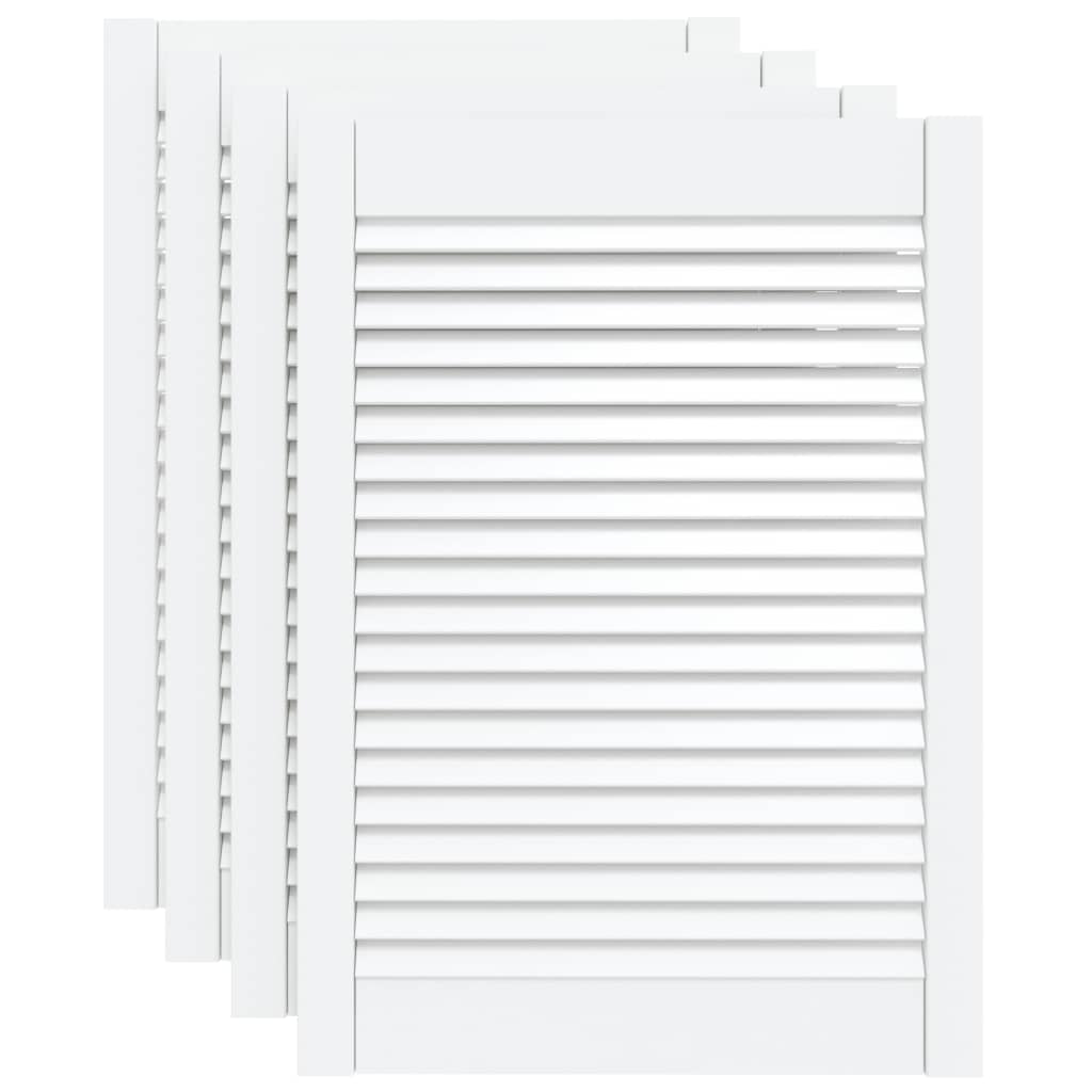 vidaXL Uși dulap design lambriu 4 buc. alb 69x49,4 cm, lemn masiv pin