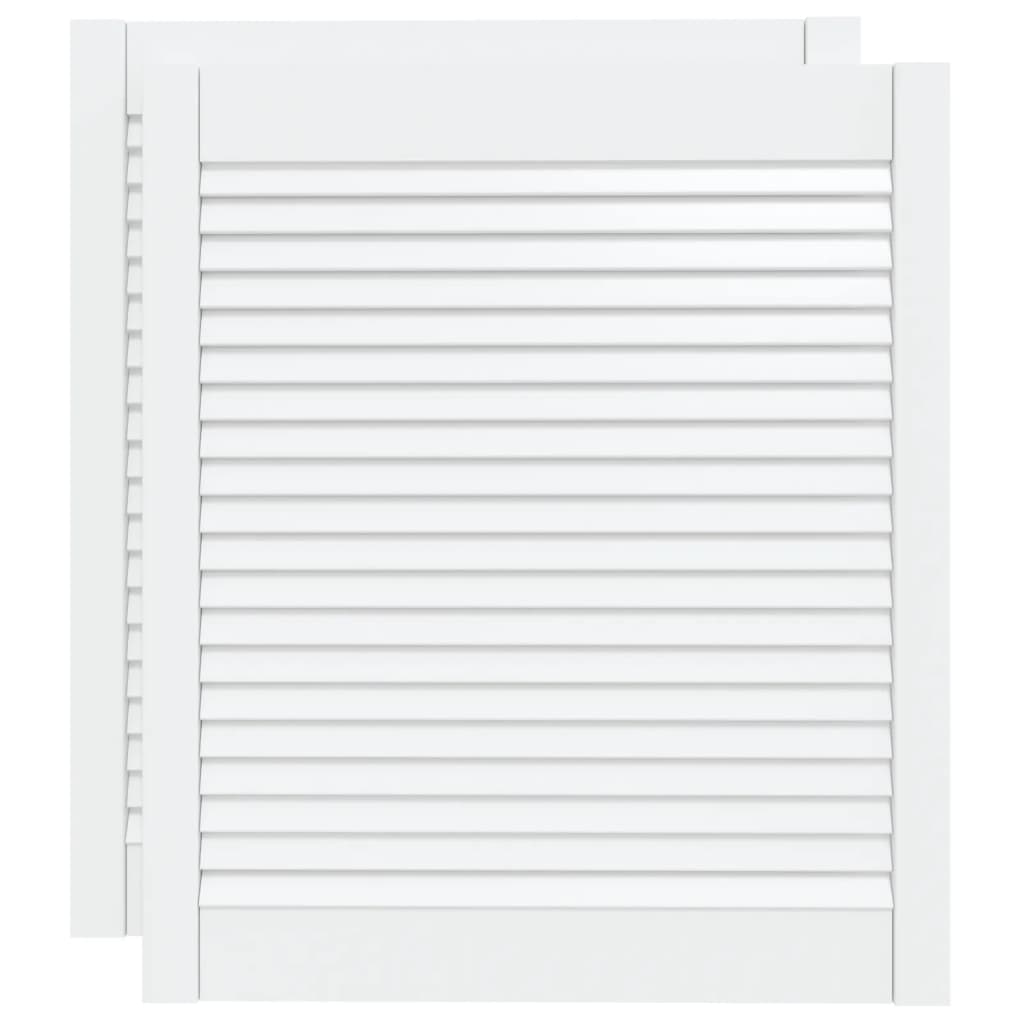 vidaXL Uși dulap design lambriu 2 buc. alb 69x59,4 cm, lemn masiv pin