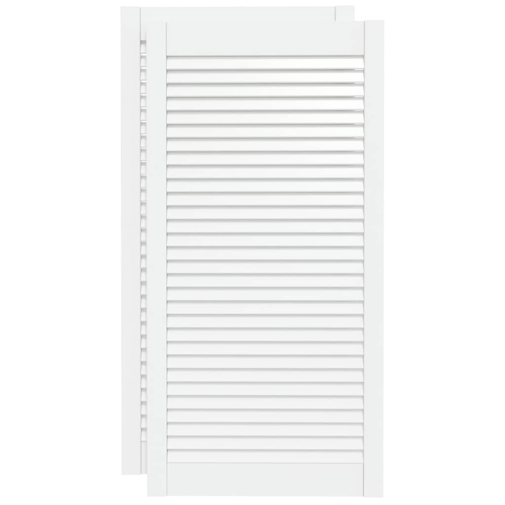 vidaXL Uși dulap design lambriu 2 buc. alb 99,3x49,4 cm lemn masiv pin