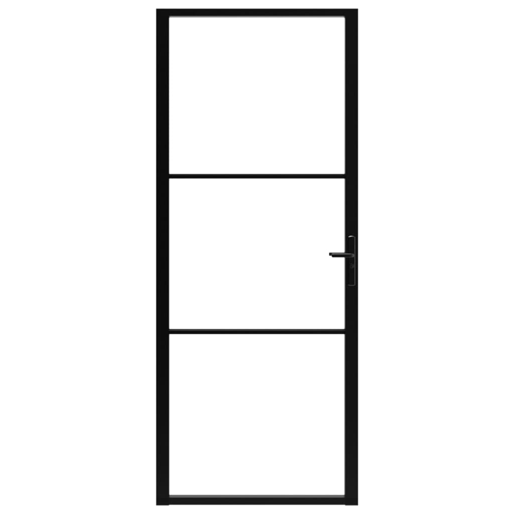 vidaXL Ușă de interior, negru, 93x201,5 cm, sticlă ESG și aluminiu