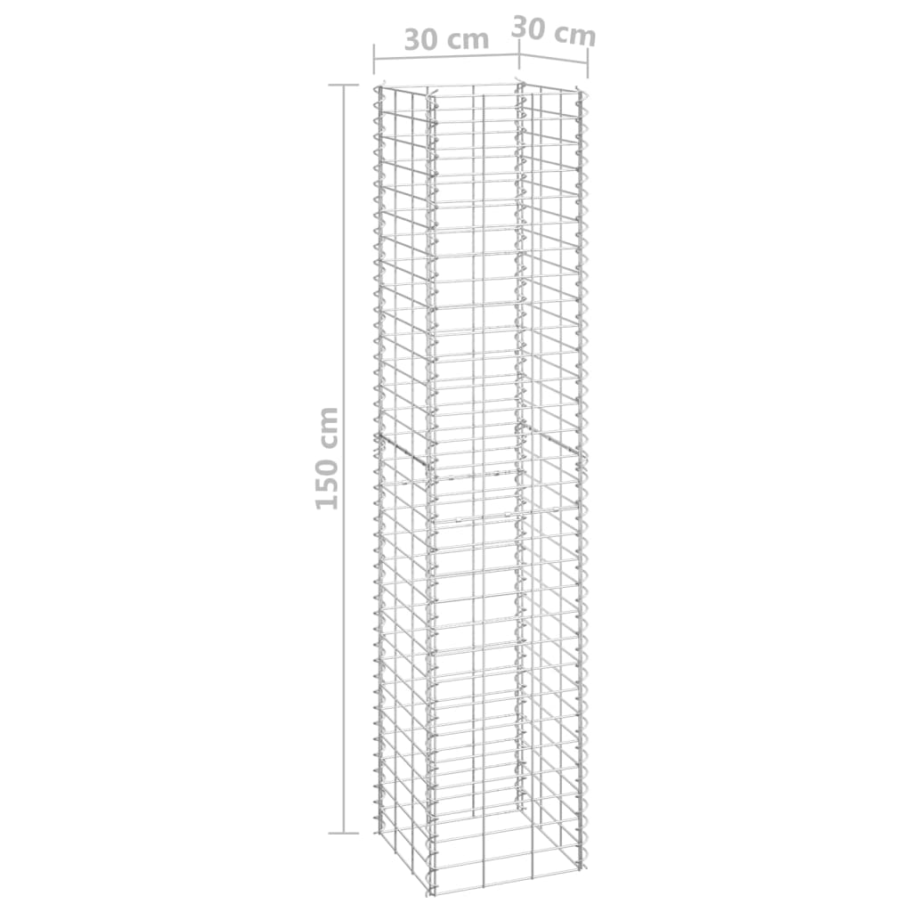 vidaXL Straturi înălțate de gabioane, 3 buc., 30x30x150 cm, fier