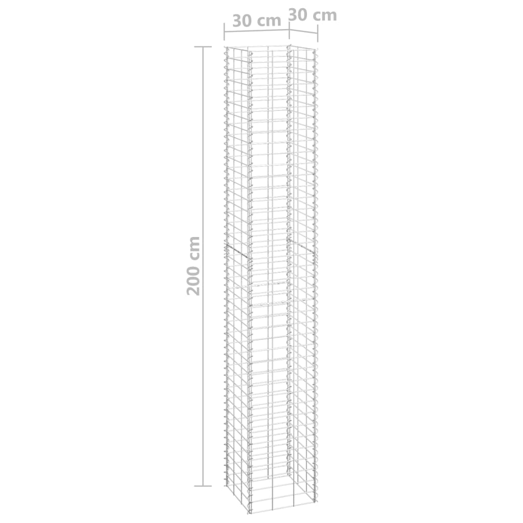 vidaXL Straturi înălțate de gabioane, 3 buc., 30x30x200 cm, fier