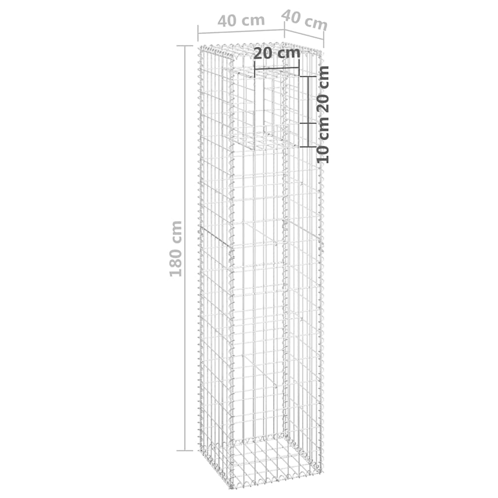 vidaXL Stâlp tip coș gabion, 40x40x180 cm, fier vidaXL Stâlp tip coș gabion, 40x40x180 cm, fier