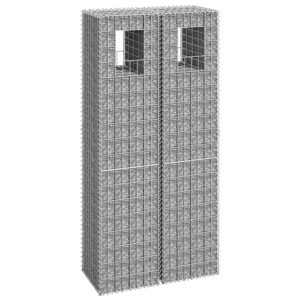 vidaXL Stâlpi tip coș gabion, 2 buc., 40x40x180 cm, fier vidaXL Stâlpi tip coș gabion, 2 buc., 40x40x180 cm, fier