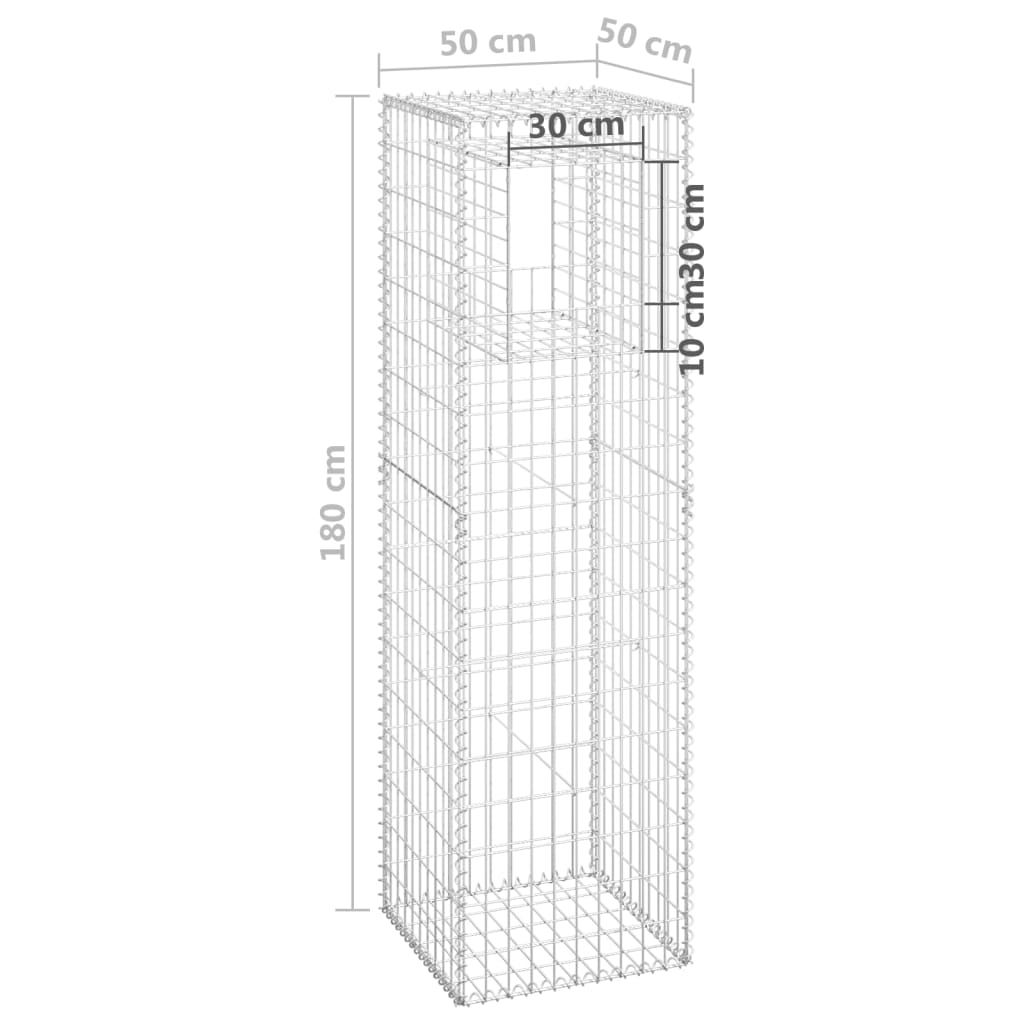 vidaXL Stâlpi tip coș gabion, 2 buc., 50x50x180 cm, fier