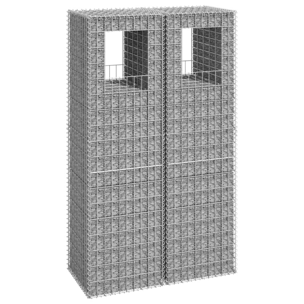 vidaXL Stâlpi tip coș gabion, 2 buc., 50x50x180 cm, fier