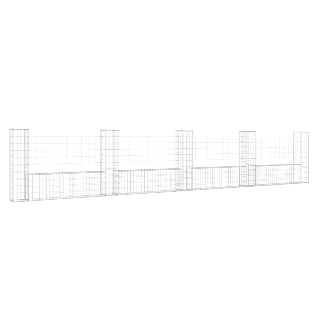 vidaXL Coș de gabion în formă de U cu 5 stâlpi, 500x20x100 cm, fier