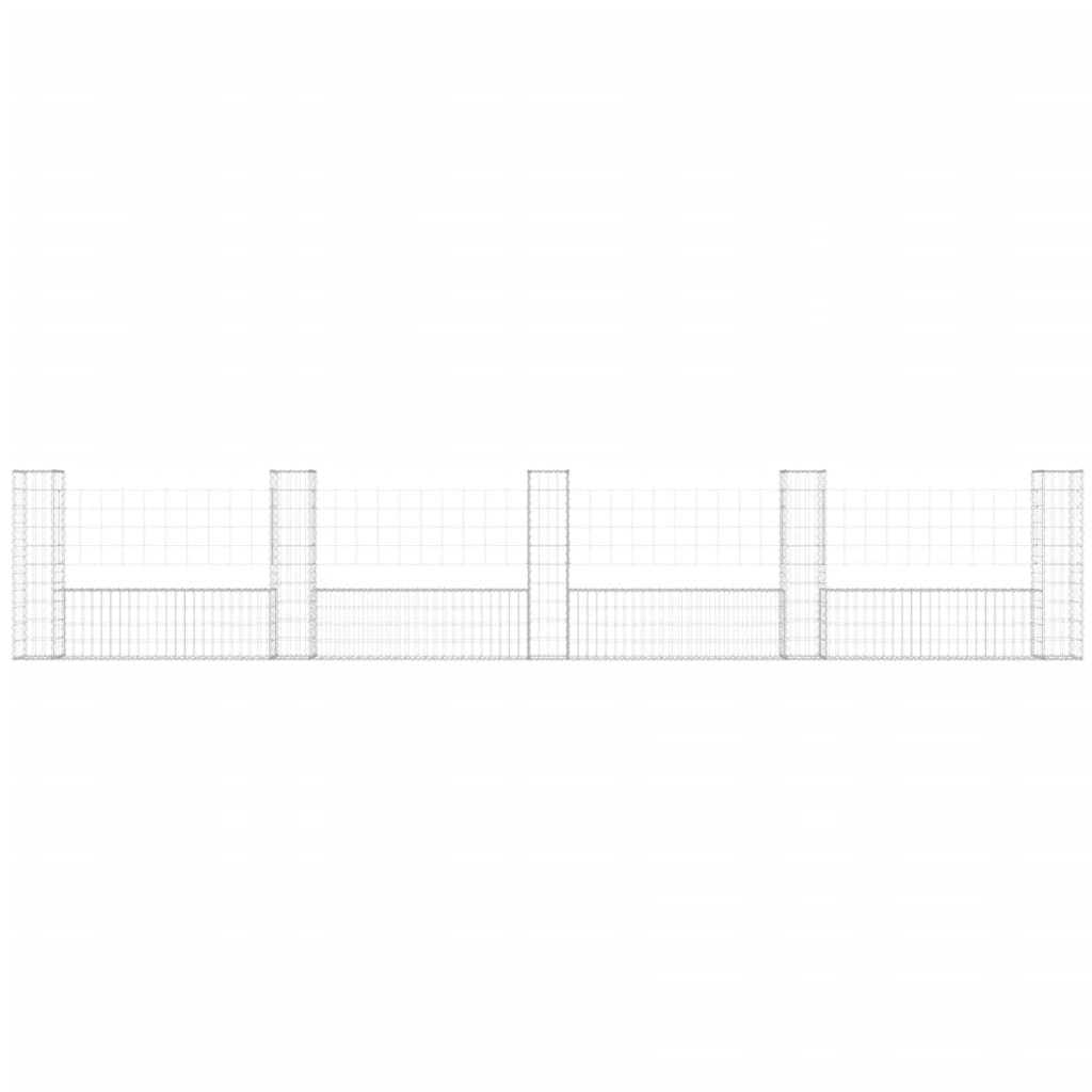 vidaXL Coș de gabion în formă de U cu 5 stâlpi, 500x20x100 cm, fier