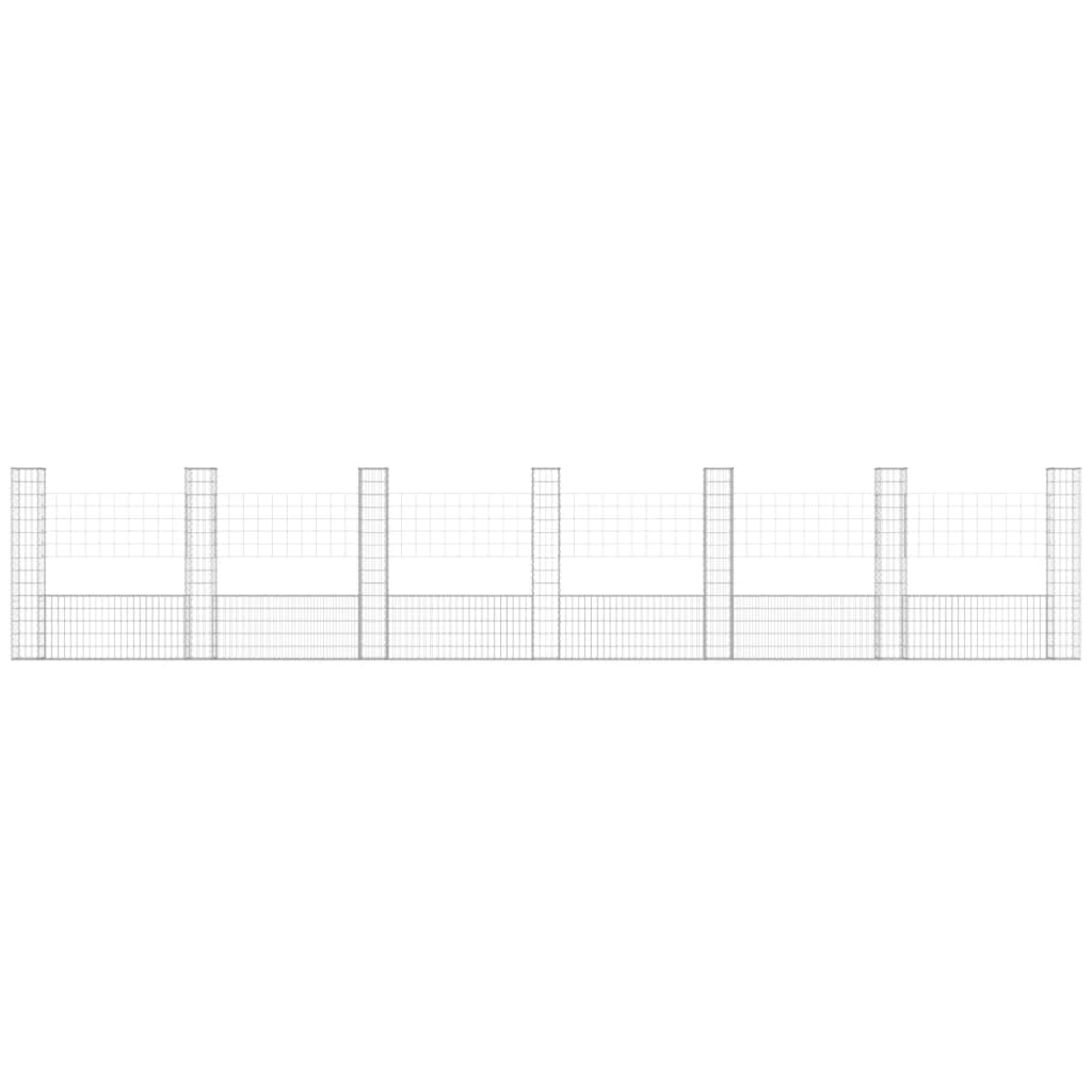 vidaXL Coș de gabion în formă de U cu 7 stâlpi, 740x20x150 cm, fier