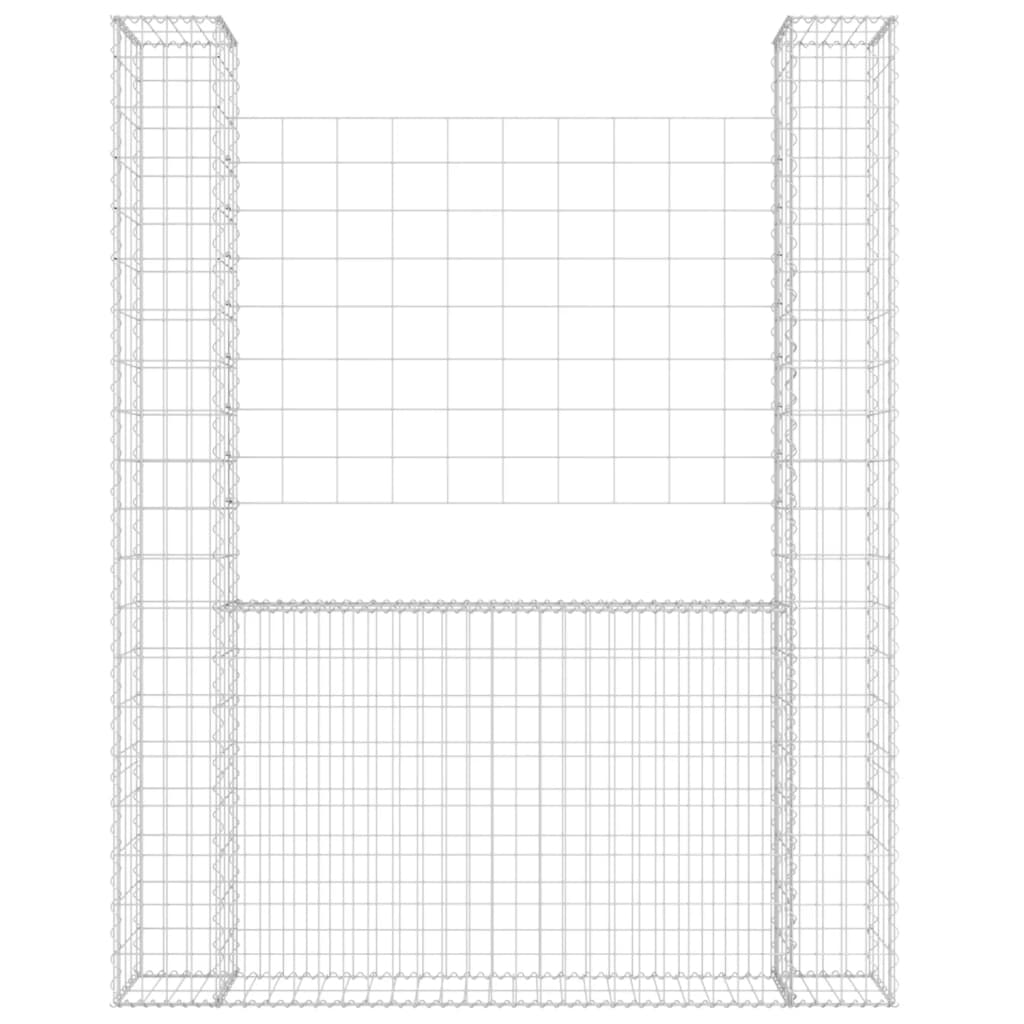 vidaXL Coș de gabion în formă de U, 2 stâlpi, 140x20x200 cm, fier