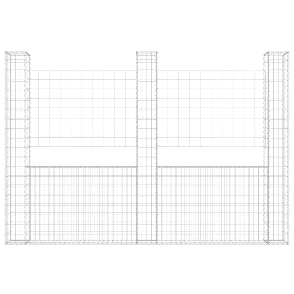 vidaXL Coș gabion în formă de U cu 3 stâlpi, 260x20x200 cm, fier