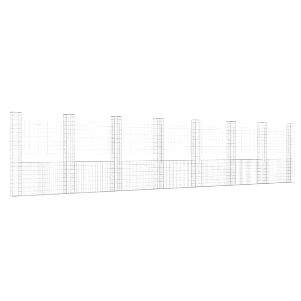 vidaXL Coș gabion în formă de U cu 8 stâlpi, 860x20x200 cm, fier