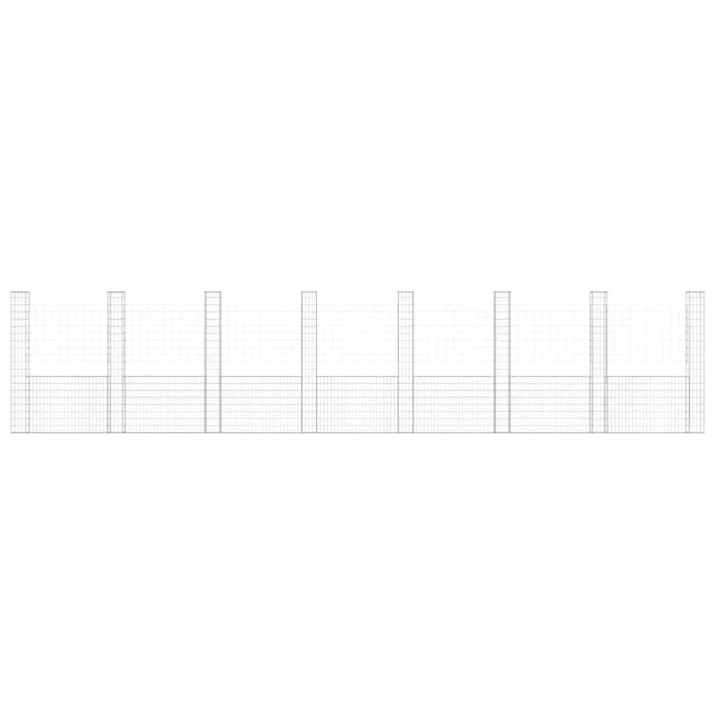 vidaXL Coș gabion în formă de U cu 8 stâlpi, 860x20x200 cm, fier