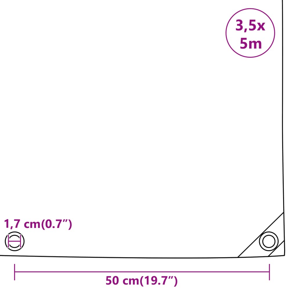 vidaXL Prelată, 3,5x5 m, 650 g/m²
