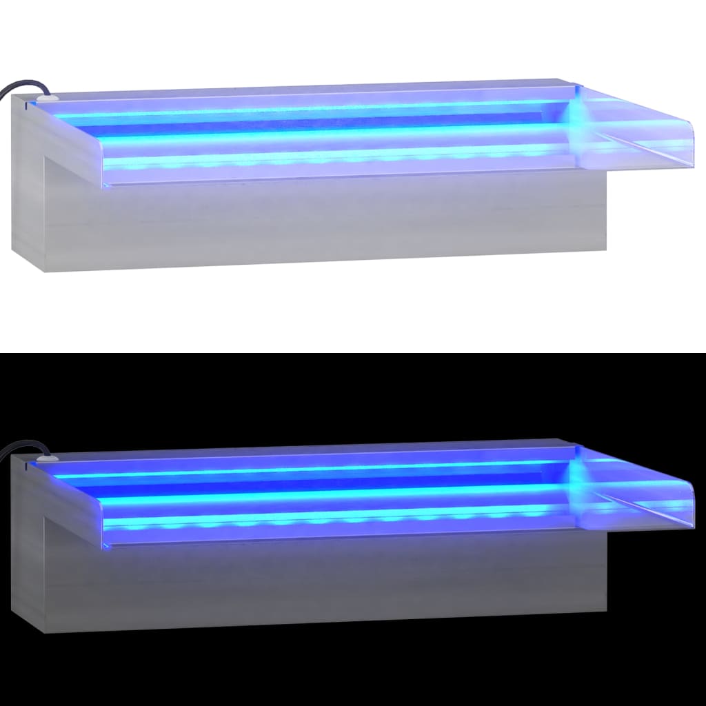 vidaXL Deversor de cascadă cu LED-uri RGB, 30 cm, oțel inoxidabil vidaXL Deversor de cascadă cu LED-uri RGB, 30 cm, oțel inoxidabil