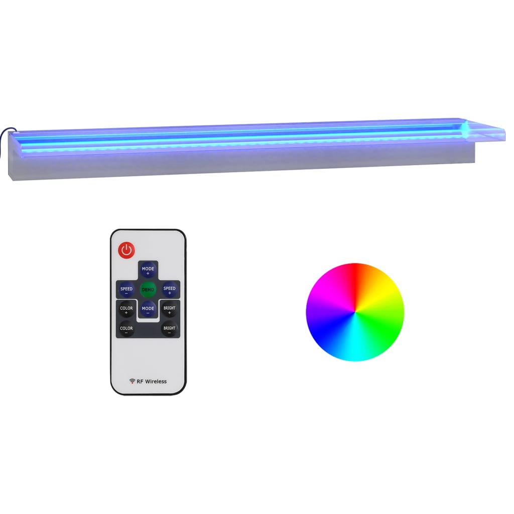 vidaXL Deversor de cascadă cu LED-uri RGB, 90 cm, oțel inoxidabil