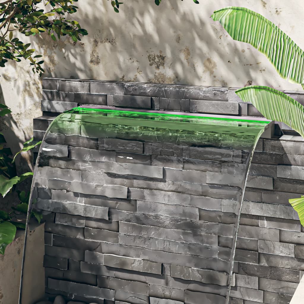 vidaXL Deversor de cascadă cu LED-uri RGB, 108 cm, oțel inoxidabil