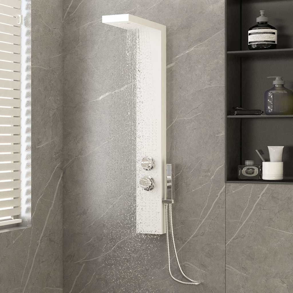 vidaXL Sistem panou de duș din aluminiu, alb vidaXL Sistem panou de duș din aluminiu, alb