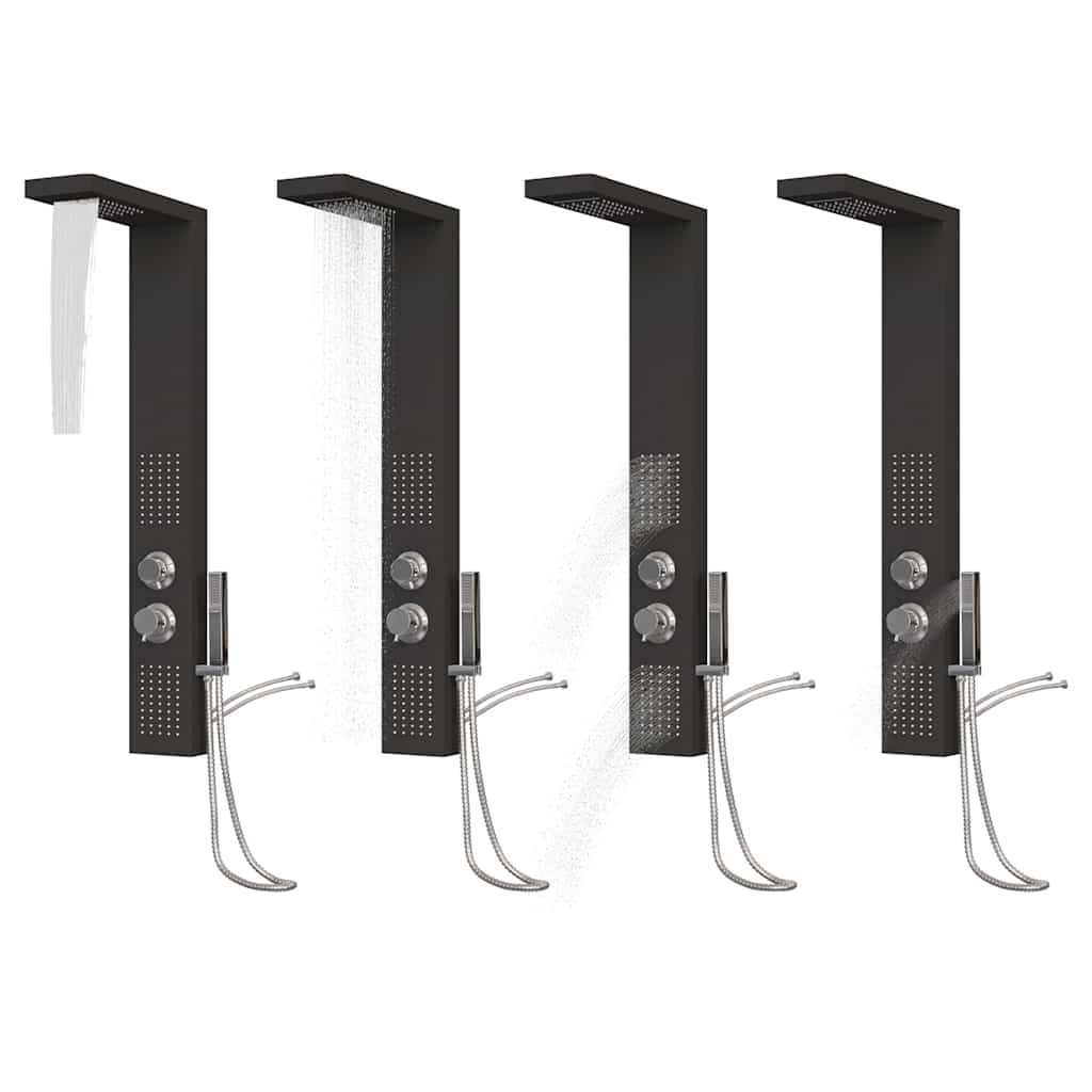 vidaXL Sistem panou de duș din aluminiu, negru vidaXL Sistem panou de duș din aluminiu, negru