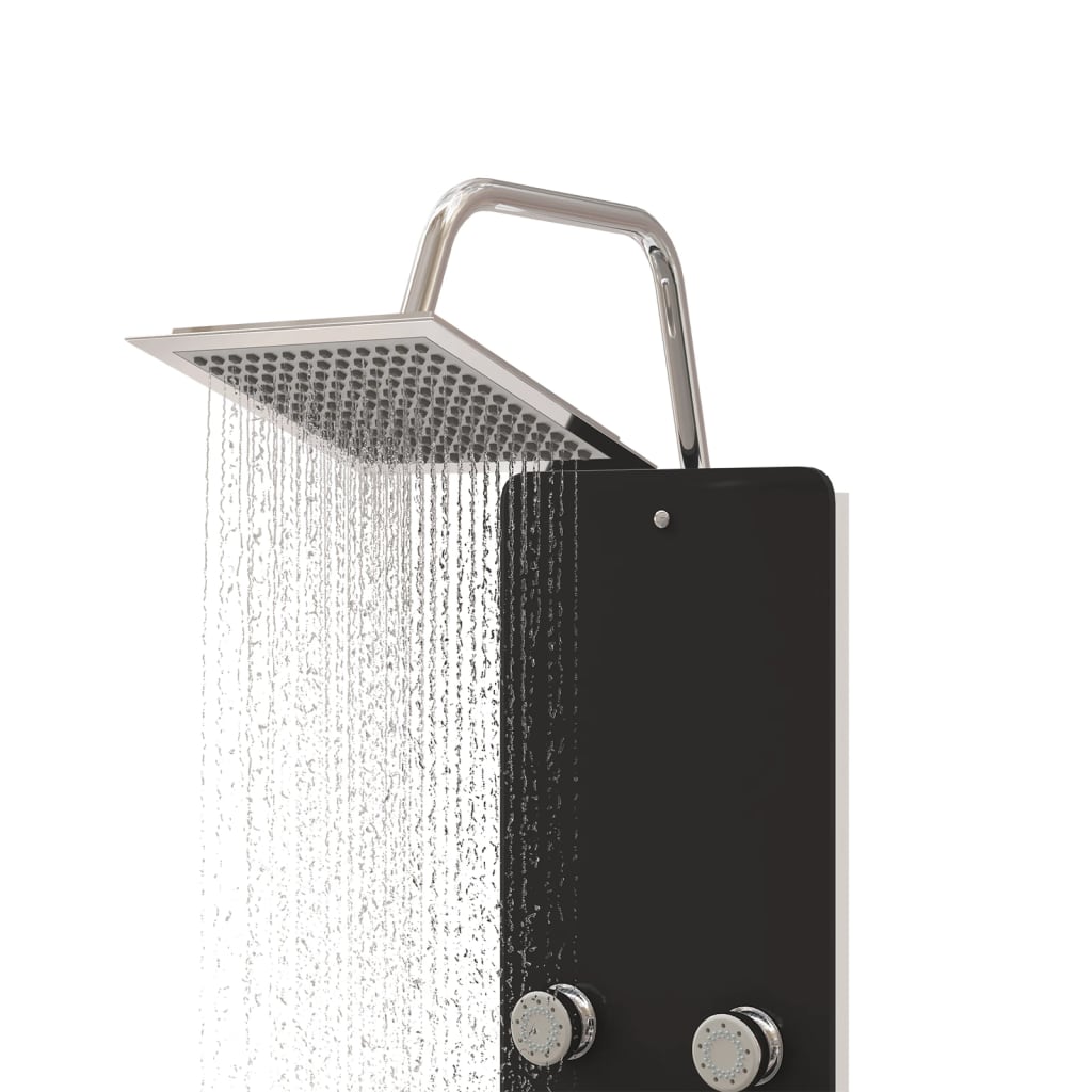 vidaXL Unitate panou de duș, negru, 25x47,5x130 cm, sticlă vidaXL Unitate panou de duș, negru, 25x47,5x130 cm, sticlă
