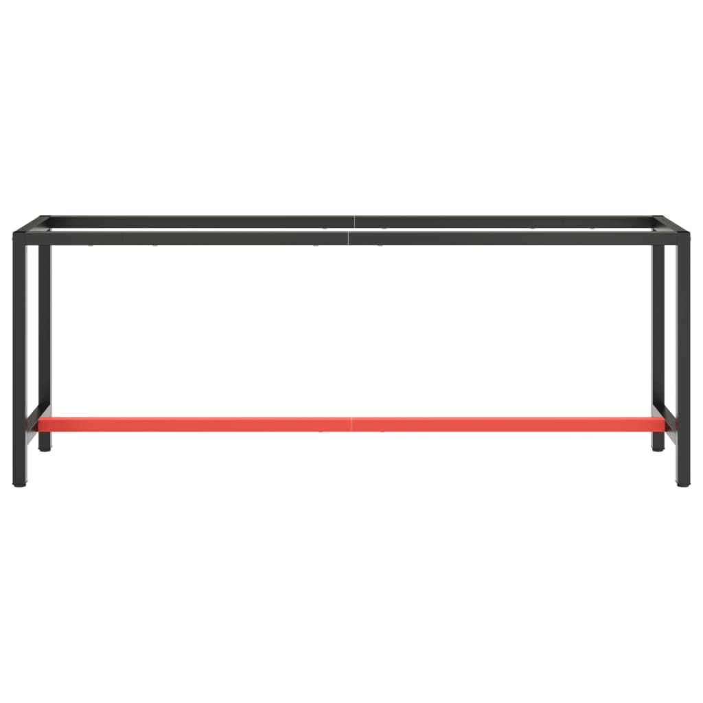 vidaXL Cadru banc de lucru, negru mat/roșu mat, 210x50x79 cm, metal
