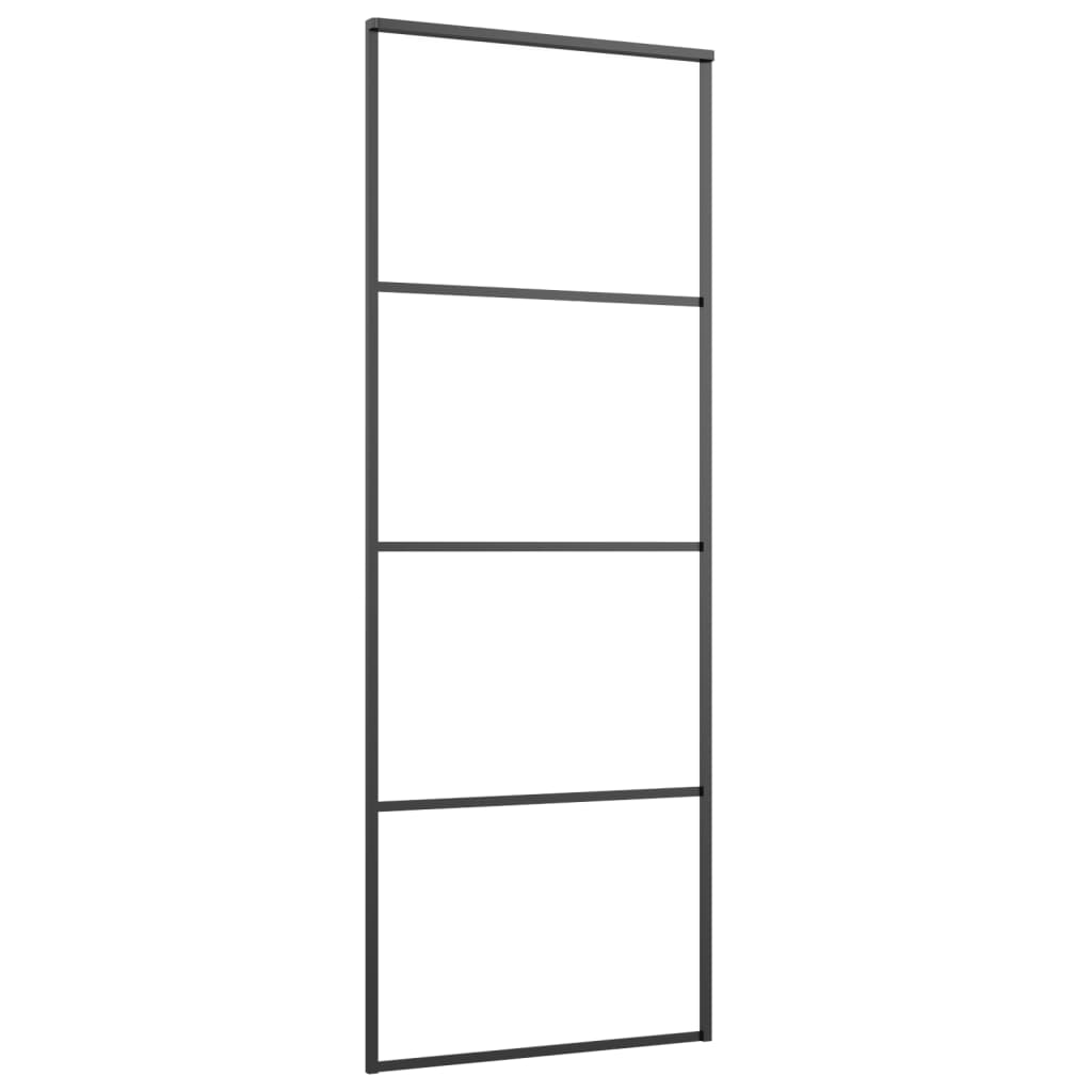 vidaXL Ușă glisantă, negru, 76x205 cm, sticlă mată ESG și aluminiu