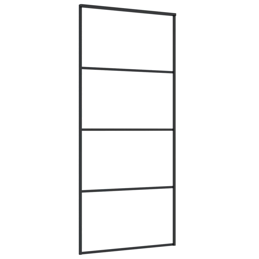 vidaXL Ușă glisantă, negru, 90x205 cm, sticlă ESG mată și aluminiu