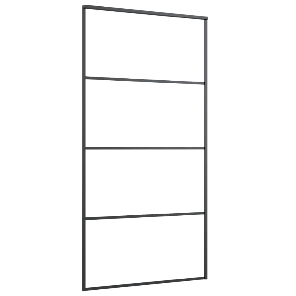 vidaXL Ușă glisantă, negru, 102,5x205 cm, sticlă mată ESG și aluminiu