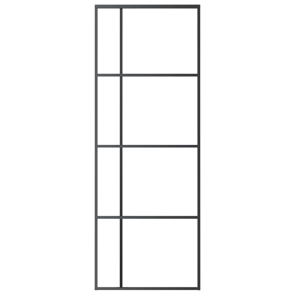 vidaXL Ușă glisantă, negru, 76x205 cm, sticlă ESG și aluminiu