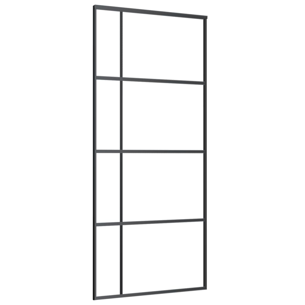 vidaXL Ușă glisantă, negru, 90x205 cm, sticlă ESG și aluminiu vidaXL Ușă glisantă, negru, 90x205 cm, sticlă ESG și aluminiu