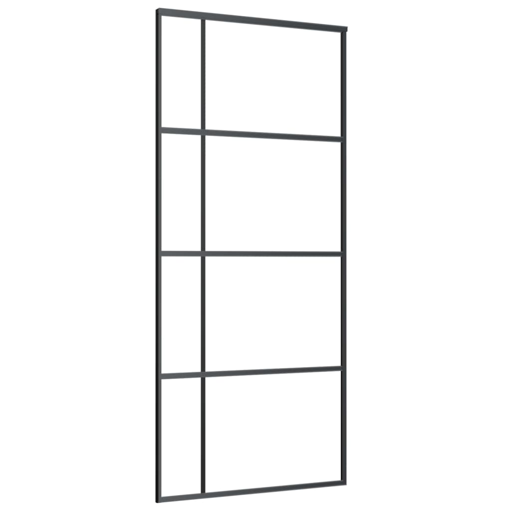 vidaXL Ușă glisantă, negru, 90x205 cm, sticlă ESG mată și aluminiu vidaXL Ușă glisantă, negru, 90x205 cm, sticlă ESG mată și aluminiu