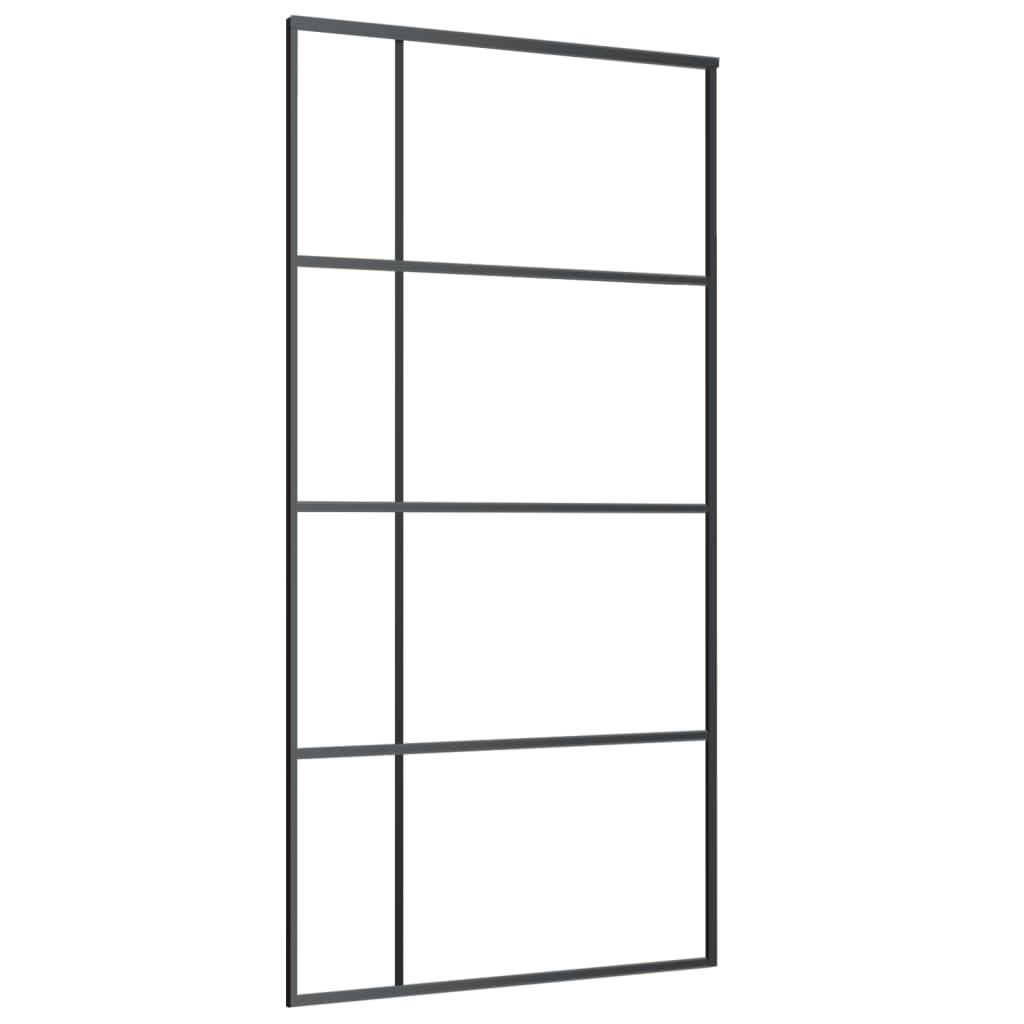 vidaXL Ușă glisantă, negru, 102,5x205 cm, sticlă ESG și aluminiu