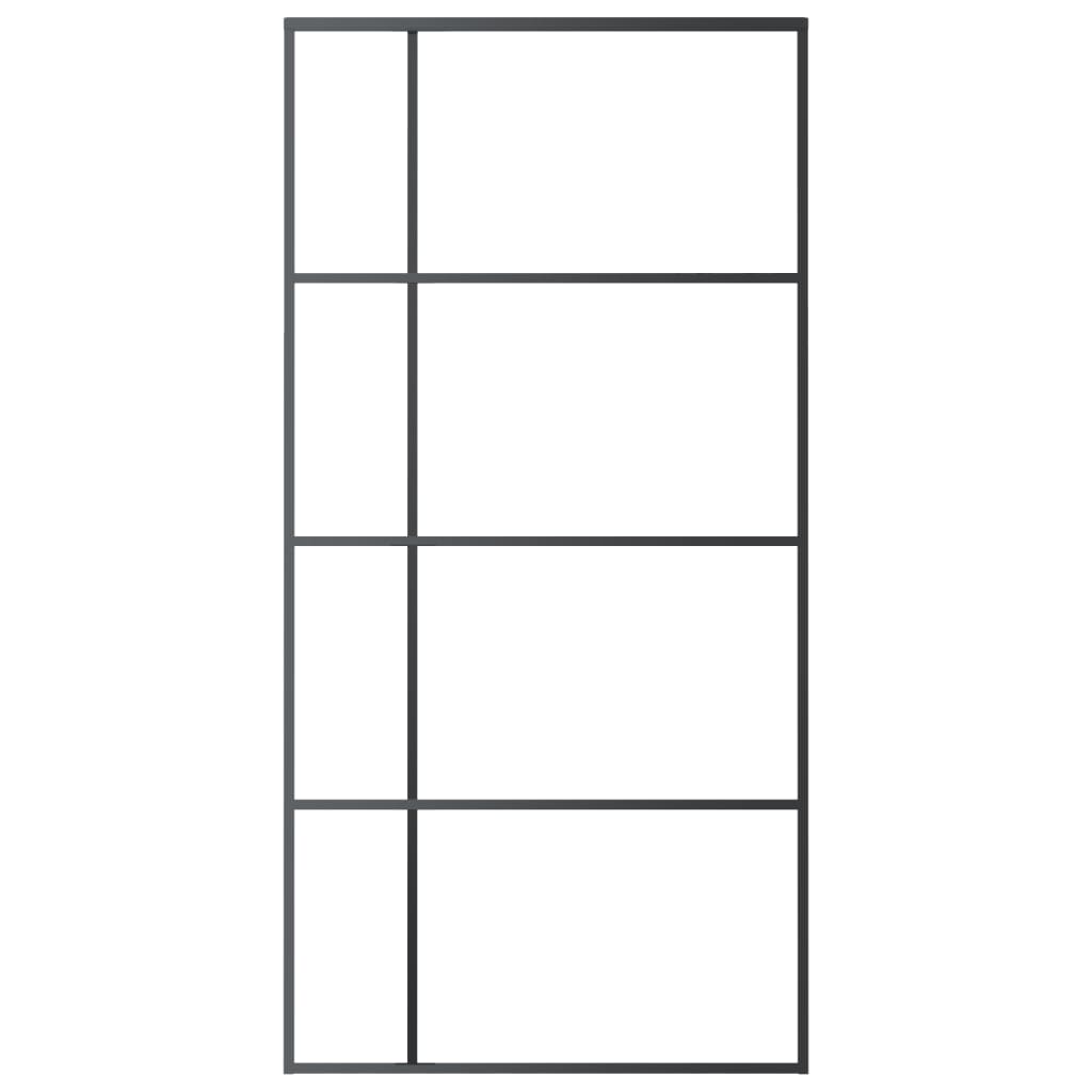 vidaXL Ușă glisantă, negru, 102,5x205 cm, sticlă ESG și aluminiu