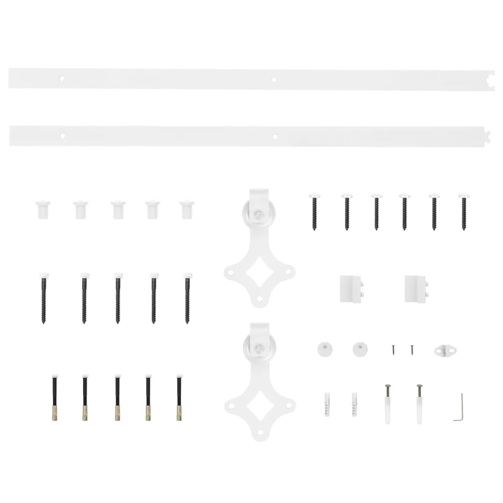 vidaXL Set feronerie pentru uși glisante, alb, 200 cm, oțel vidaXL Set feronerie pentru uși glisante, alb, 200 cm, oțel