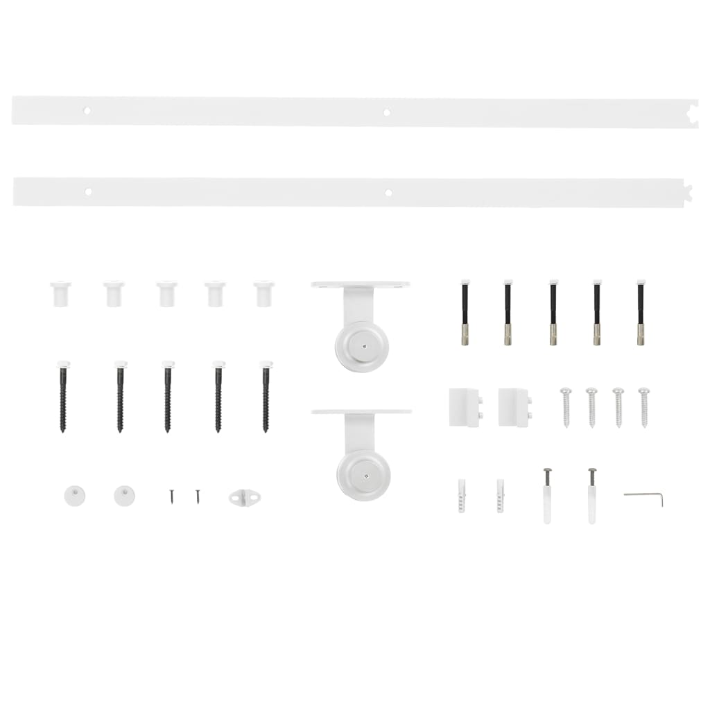 vidaXL Set feronerie pentru uși glisante, alb, 183 cm, oțel vidaXL Set feronerie pentru uși glisante, alb, 183 cm, oțel